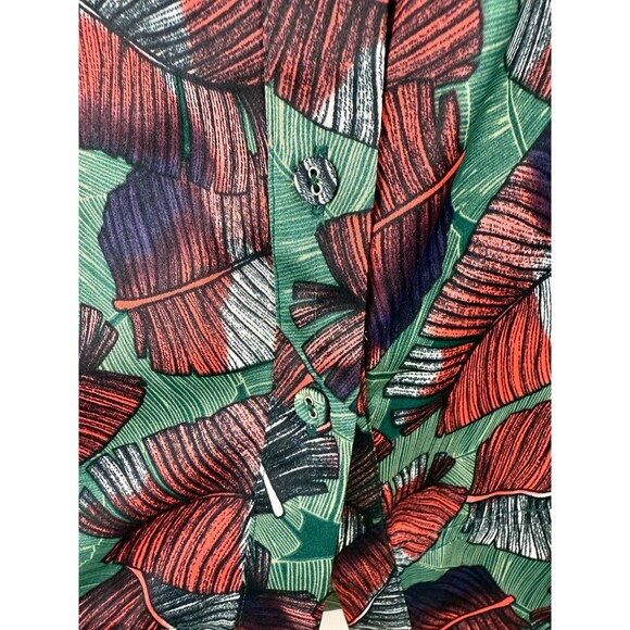 Voyage at Ease Layered Leaf Print Shirt Dress Red & Green Size 8 - Picture 8 of 16